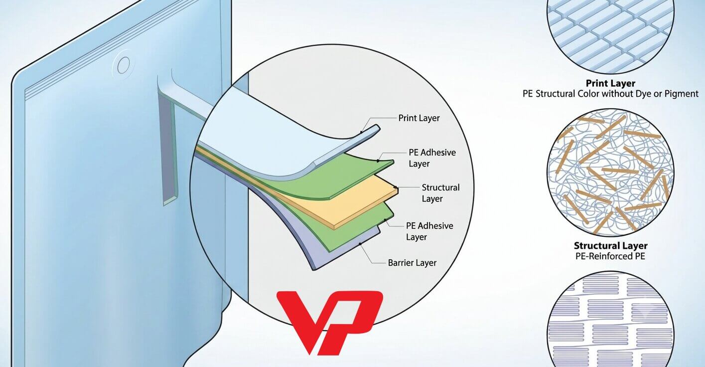 Sơ đồ cấu tạo các lớp đa tầng của bao bì màng ghép phức hợp Vạn Phát