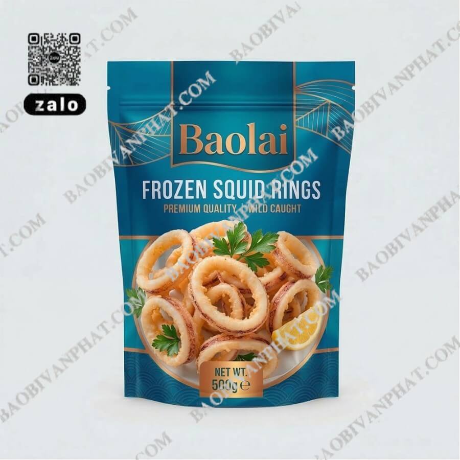 Bao bì mực đông lạnh dạng túi đứng in ấn nhiều màu