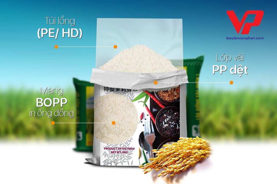 Cấu tạo bao bì đựng gạo BOPP giúp bảo quản nông sản tối ưu.