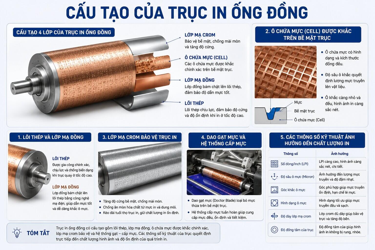 Cấu tạo của trục in ống đồng