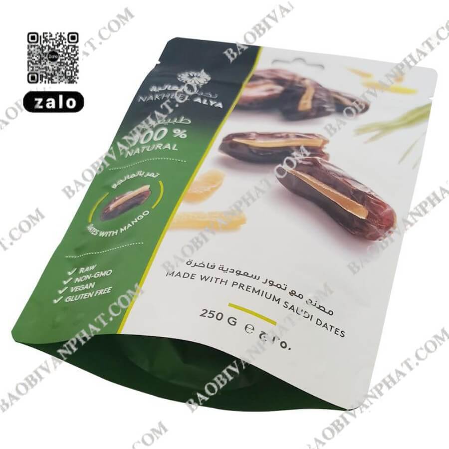 Túi đựng cà phê zipper in màu
