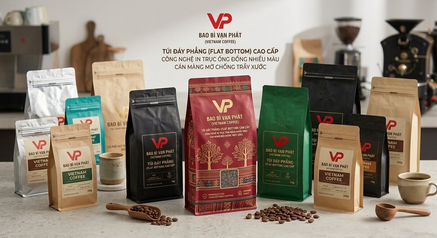 Túi giấy Kraft mộc và túi Zip màng đen/đen từ Bao Bì Vạn Phát