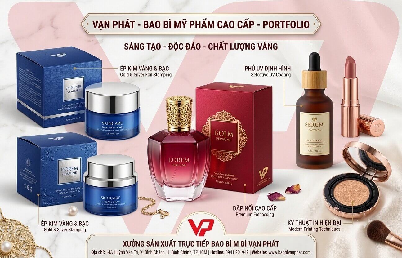 Portfolio các mẫu bao bì mỹ phẩm cao cấp với kỹ thuật in hiện đại tại Vạn Phát