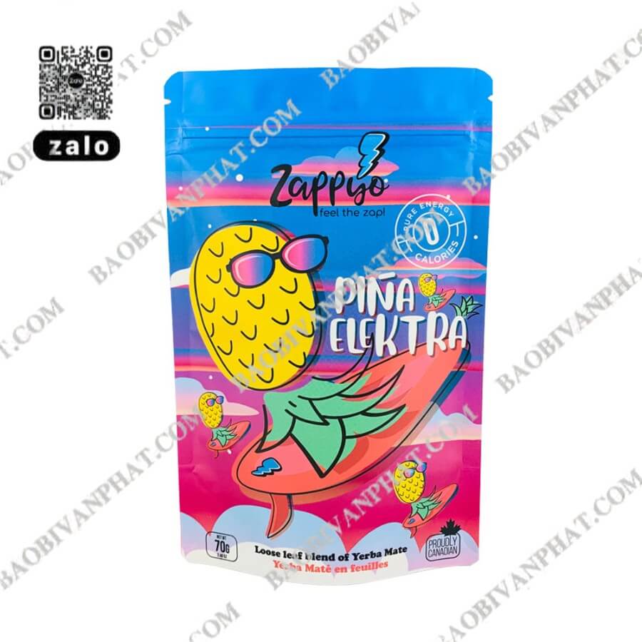 In túi zipper đáy đứng màu xanh với thiết kế Pina Electra