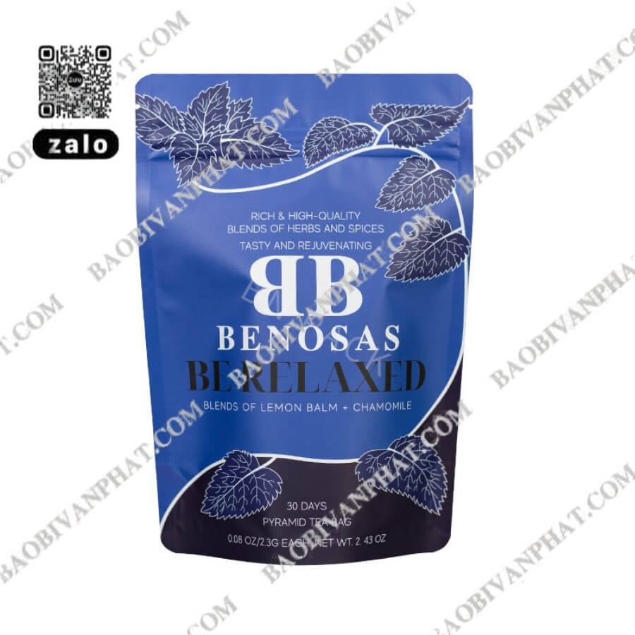 In bao bì sản phẩm túi trà Benosas màu xanh