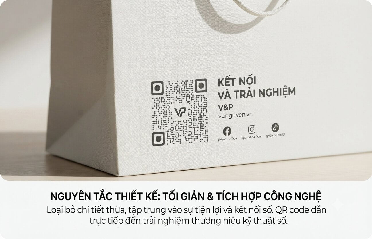 Thiết kế bao bì ni lông tối giản tích hợp mã QR code