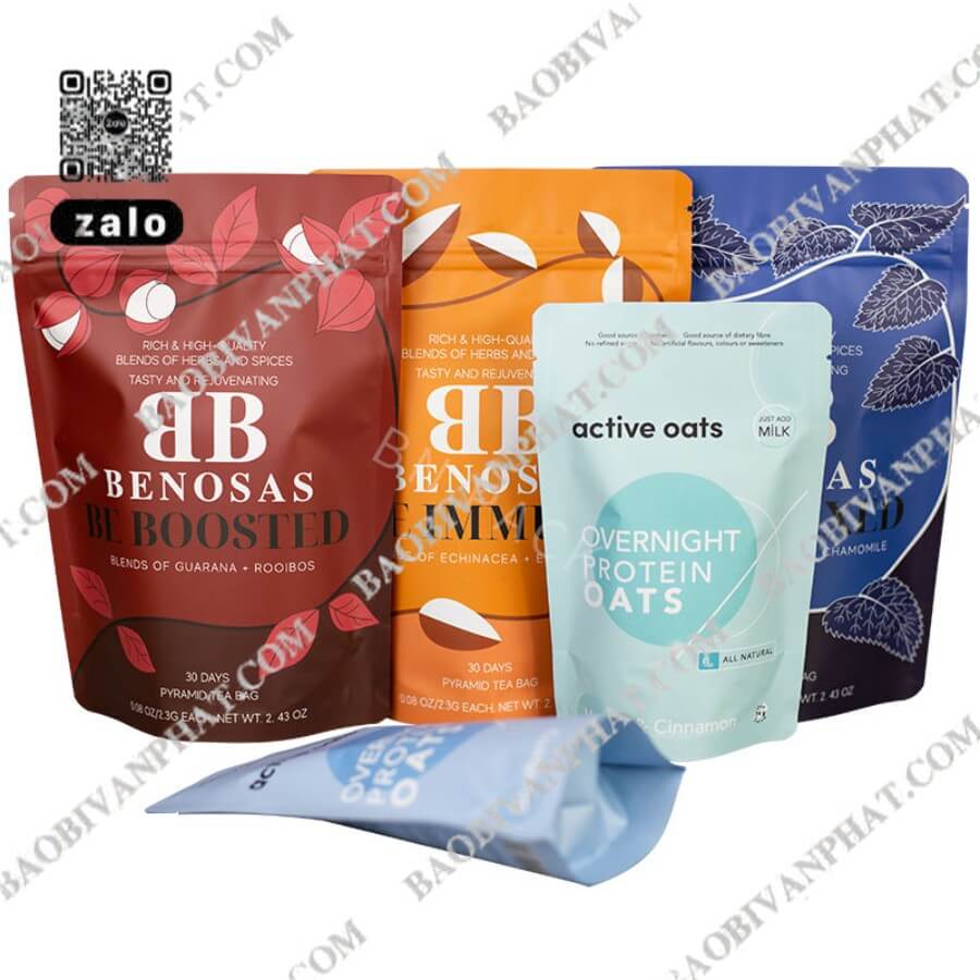 Túi zipper đựng trà thảo mộc và yến mạch