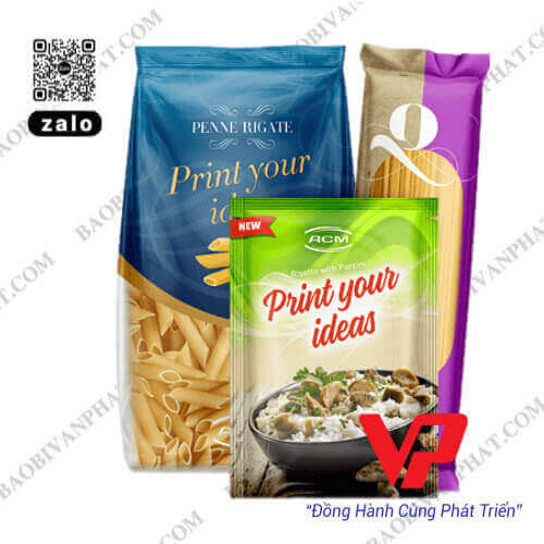 Các loại bao bì nhựa dùng để bảo quản thực phẩm như mì, gia vị và thực phẩm khô