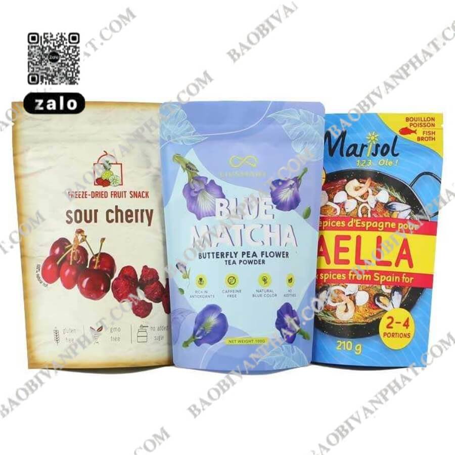 Mẫu túi nilon in màu sắc nổi bật cho thực phẩm và đồ uống