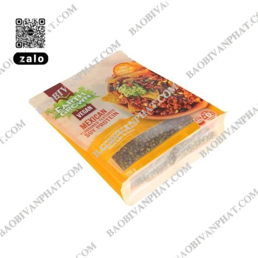 Túi 8 cạnh đựng đậu hạt có cửa sổ trong suốt