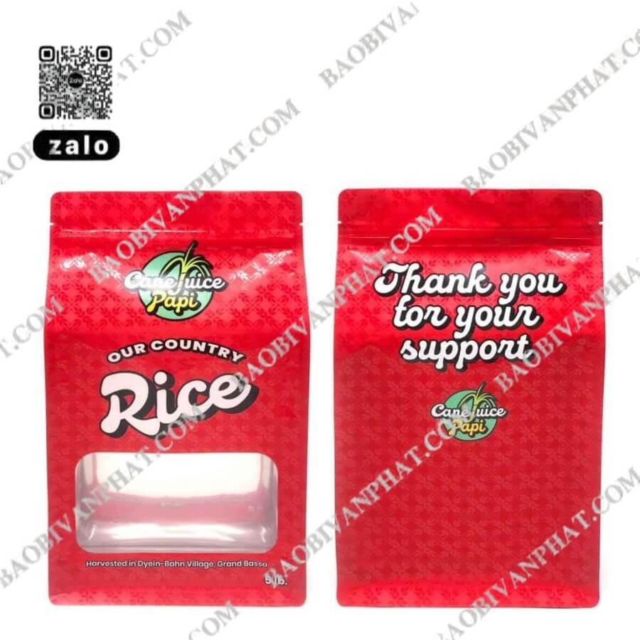 Túi 8 cạnh đựng gạo in hai mặt