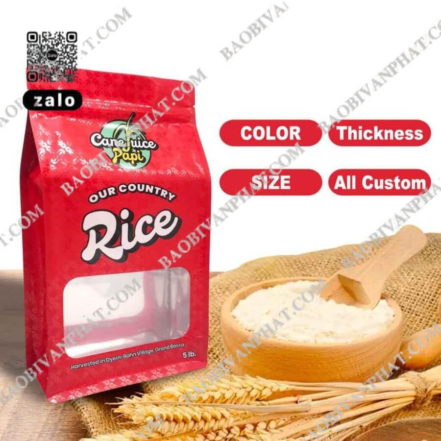Túi 8 cạnh đựng gạo in theo yêu cầu