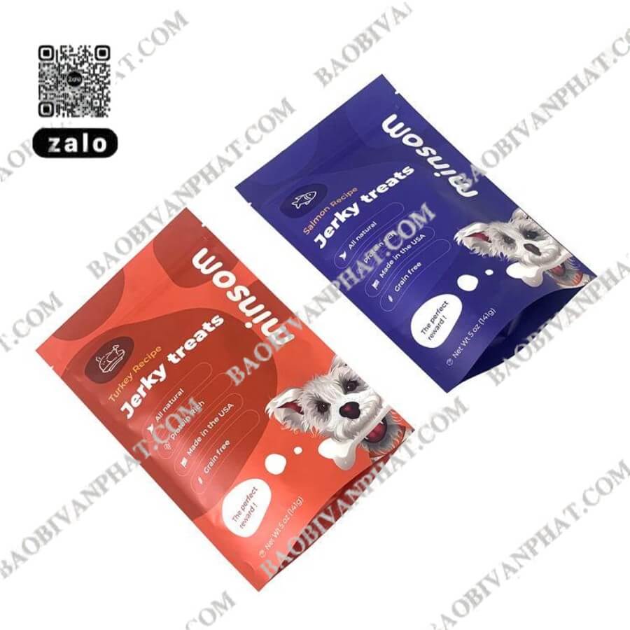 Mẫu túi băng keo zipper màu xanh và đỏ in nhiều màu