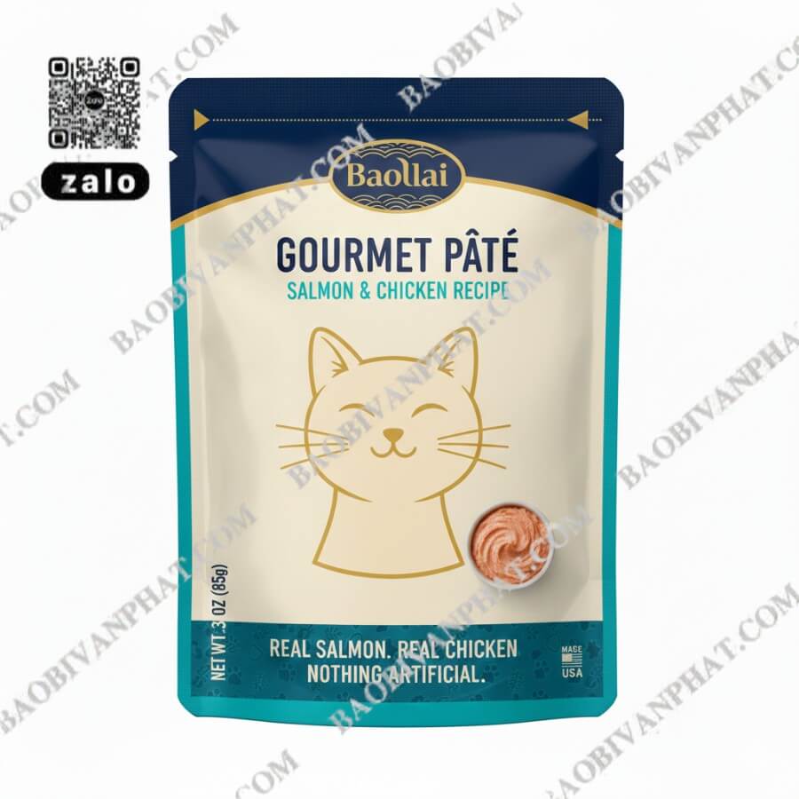 Túi định hình in ấn đựng pate cho mèo