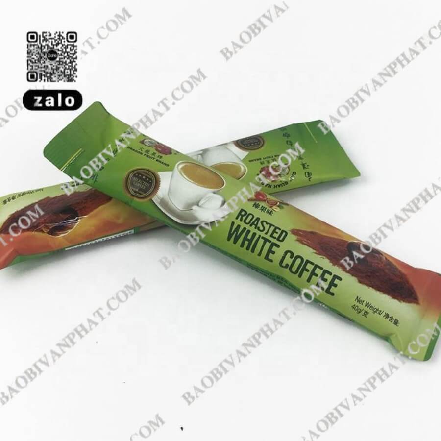 Bao bì White Coffee gói 20gr hàn lưng giữa in theo yêu cầu