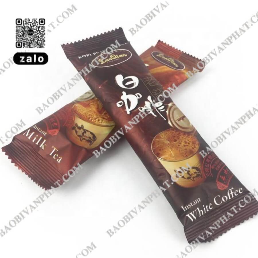 Túi đựng cà phê hòa tan gói 20gr hàn lưng giữa trưng bày sản phẩm