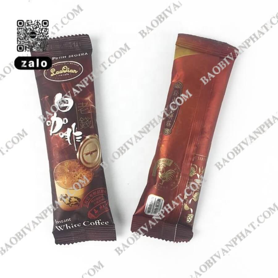 Túi đựng cà phê hòa tan gói 20gr màu nâu hàn lưng giữa