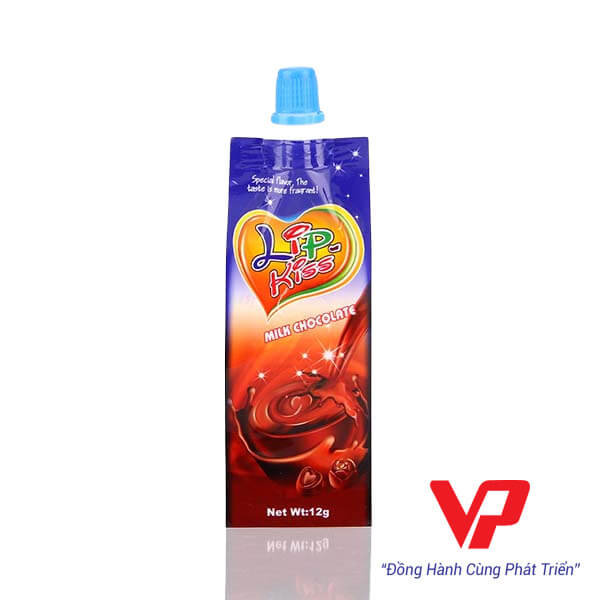 Túi thân đứng có vòi sữa socola LIP KISS form dáng chuẩn