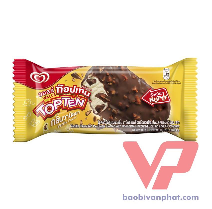 Mẫu bao bì túi đựng kem cây socola in màng nhôm phức hợp