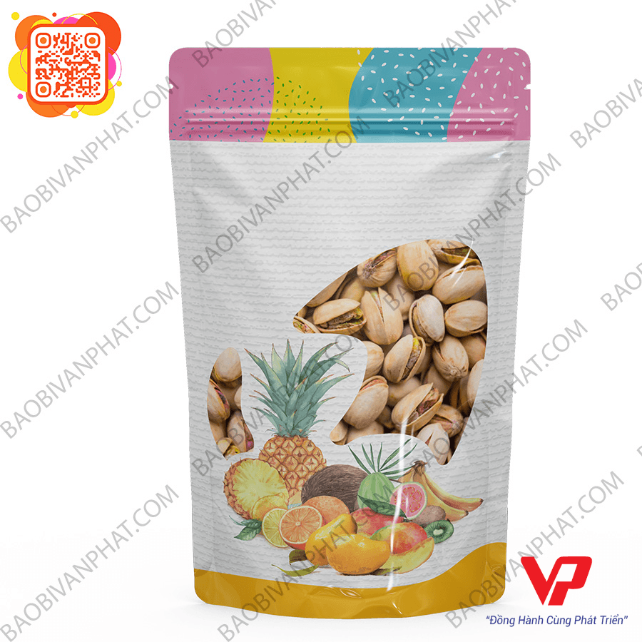 Túi đựng trái cây sấy zipper cửa sổ hạt dẻ cười