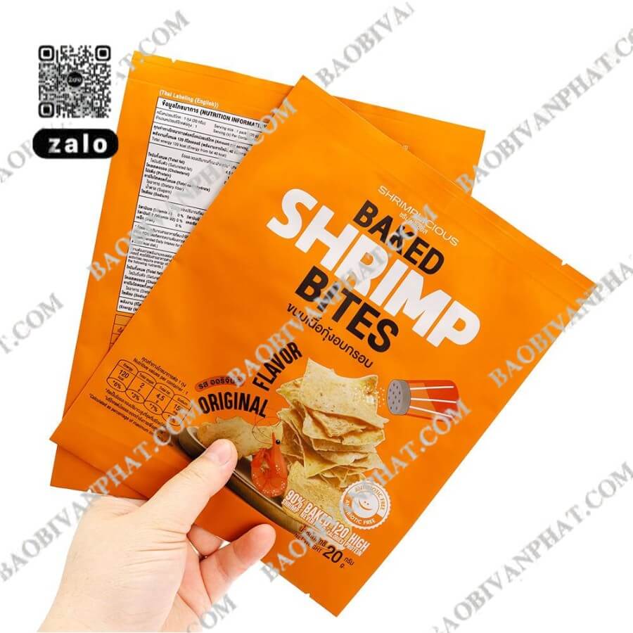Túi hàn lưng giữa in bao bì thực phẩm mặt trước và mặt sau