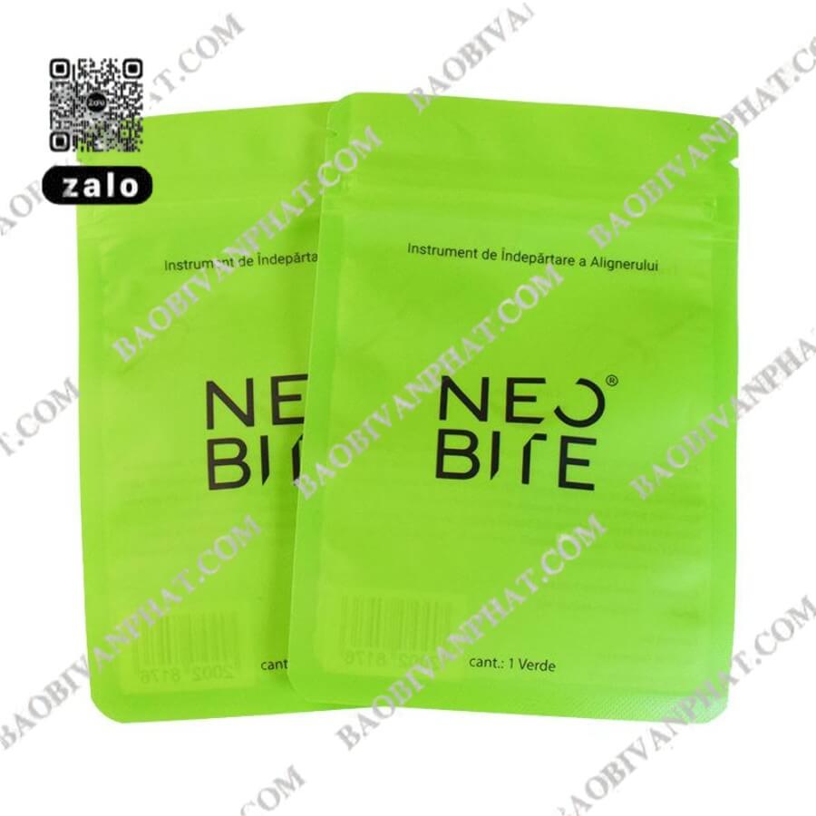 Túi zipper 3 biên Neo Bite màu xanh lá mặt trước