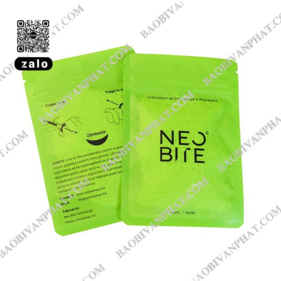 Túi zipper 3 biên Neo Bite mặt trước và mặt sau