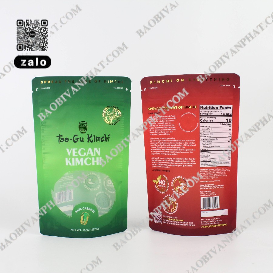 Mặt trước và mặt sau túi zipper đựng kẹo