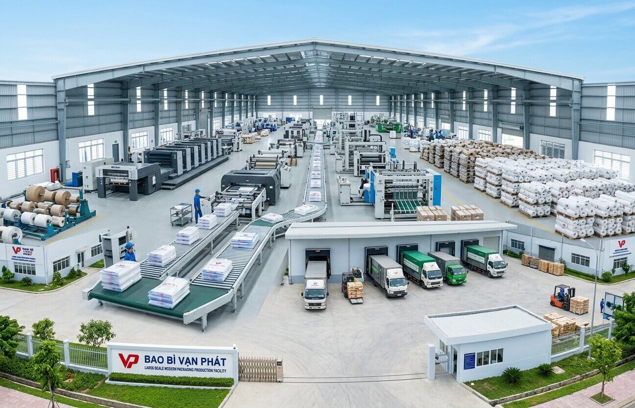 Toàn cảnh nhà xưởng sản xuất bao bì quy mô lớn hiện đại của Vạn Phát.
