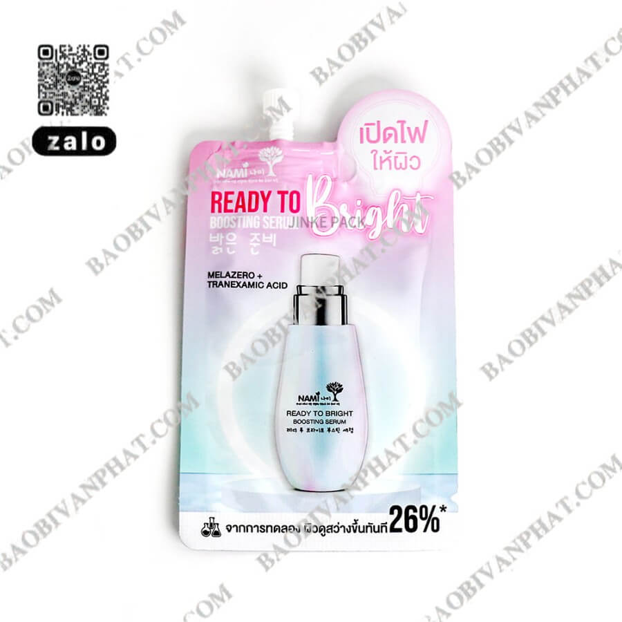 In bao bì mỹ phẩm dạng túi vòi ép đựng serum dưỡng trắng Nami Ready to Bright