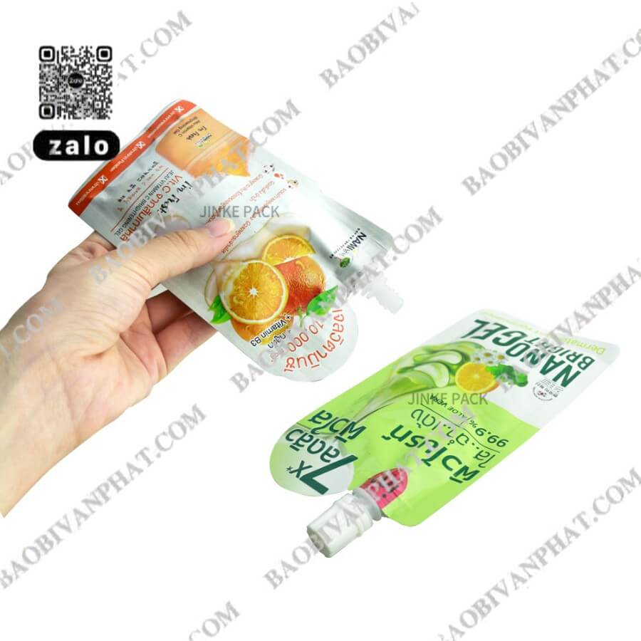 In bao bì mỹ phẩm dạng túi vòi ép qua hình ảnh sản phẩm thực tế