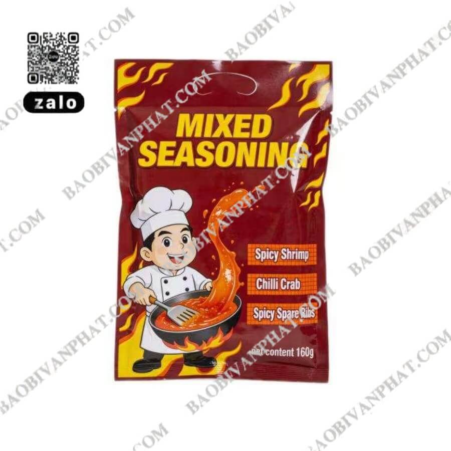 Túi 3 biên đựng gia vị dạng bột với đường hàn kín chắc chắn